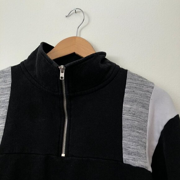 PINK VS VICTORIA'S SECRET Black White Gray Colorblock 1/4 Zip Logo Sweatshirt XS - Picture 4 of 6